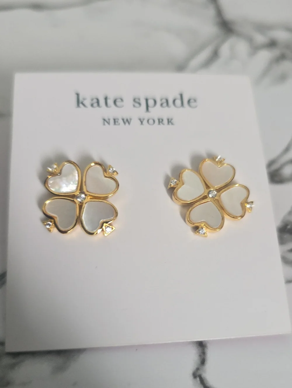 kate spade Gold and White Clover Stud Earrings